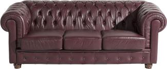Bridgeport Sofa 3-Sitzer Wischleder Rot Buche Nussbaumfarben