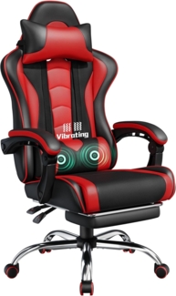 Yaheetech Gaming Stuhl Ergonomischer Gaming Sessel mit Massagefunktion Computerstuhl mit Fußstütze Bürostuhl 90-135° Rückenlehne verstellbar Gamer Stuhl für für Homeoffice und Gaming Rot