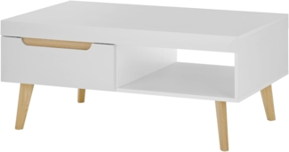 Couchtisch Isgard in weiß und Eiche 107 cm