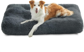Feandrea Hundebett, Hundekissen, Flauschige Hundematte, Langer Plüsch, 110x73 cm, weiche Polsterung, maschinenwaschbar, Hundekorb, multifunktional, tragbar, dunkelgrau PGW203G02