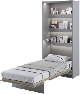 MEBLINI Schrankbett Bed Concept - BC-03 - 90x200cm Vertikal - Grau Matt - Wandbett mit Lattenrost - Klappbett mit Schrank - Wandklappbett - Murphy Bed - Bettschrank