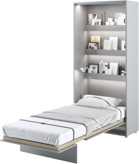 MEBLINI Schrankbett Bed Concept - BC-03 - 90x200cm Vertikal - Grau Matt - Wandbett mit Lattenrost - Klappbett mit Schrank - Wandklappbett - Murphy Bed - Bettschrank