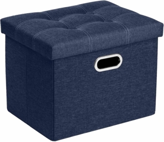 COSYLAND Sitzbank mit Stauraum – Faltbare Sitzbank für Flur, Wohnzimmer & Schlafzimmer, Stabile Sitztruhe mit Stauraum, Belastbar bis 200 kg, 43 x 33 x 33 cm（ Dunkelblau）