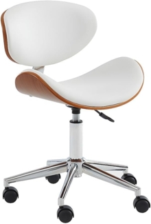 Bürostuhl MONTENEGRO - Höhenverstellbar - Weiß & Nussbaum
