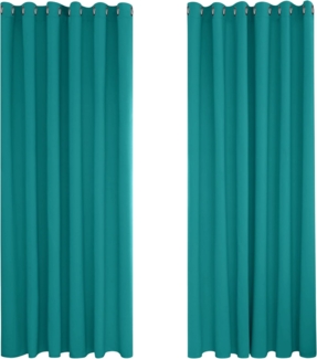 Deconovo Vorhang Blickdicht Verdunkelungsvorhang Kälteschutzvorhang Blickdicht, 229x229 cm(HöhexBreite), Türkis, 2er Set