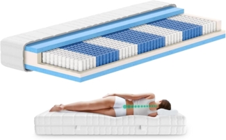AM Qualitätsmatratzen - Premium Gelschaum-Matratze 100x200 cm H2-1000 Federn - Taschenfederkernmatratze Gelschaum 100x200-6 cm Gelschaum-Auflage - 24cm Höhe - Made in Germany 100x200 cm H2