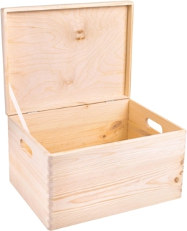 Creative Deco Holzkiste mit Deckel XXL groß 40x30x24 cm Erinnerungsbox Baby Holzbox, mit Griffen, Scharnieren