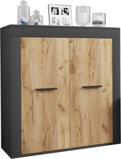 VCM Kommode & Sideboard Usilo 919850 Anthrazit / Honig-Eiche H. 89 x B. 80 x T. 35 cm