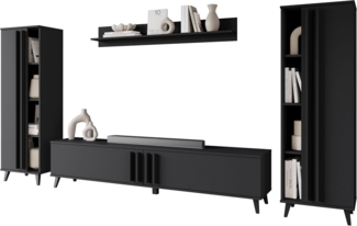 Wohnwand Hailea I (Farbe: Schwarzer Graphit)
