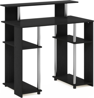 Furinno Jaya Computerschreibtisch im schlichten Design, Americano, Edelstahlrohre
