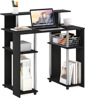 Furinno Jaya Computerschreibtisch im schlichten Design, Americano, Edelstahlrohre