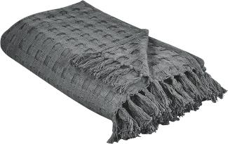 Beliani 'BERE' Tagesdecke, Baumwolle, Dunkelgrau, 200x220 cm