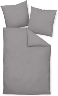 Traumschlaf Uni Mako-Satin Bettwäsche|155x220 cm + 80x80 cm| graphitTraumschlaf Uni Mako-Satin Bettwäsche