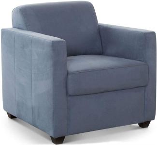 Cavadore Sessel Camerus mit Federkern / Polstersessel im trendigem Design / 78 x 80 x 83 / Mikrofaser: blau