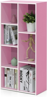 Furinno offenes Bücherregal mit 7 Fächern, holz, Weiß/Rosa, 49. 5x23. 9x105. 9 cm
