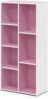 Furinno offenes Bücherregal mit 7 Fächern, holz, Weiß/Rosa, 49. 5x23. 9x105. 9 cm