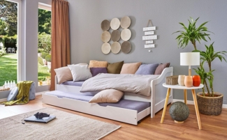 Inter Link 'LEONIE 23' Funktionsbett mit Schublade, Kiefer weiß lackiert, 90 x 200 cm