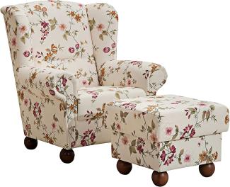Monarch Hocker Flachgewebe Weiß Buche Nussbaumfarben