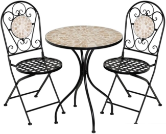 Set aus Tisch und 2 Stühlen aus Metall in Schwarz