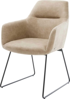 Esszimmerstuhl Pejo-Flex Mikrofaser Beige Vintage Kufengestell Schwarz Taschenfederkern