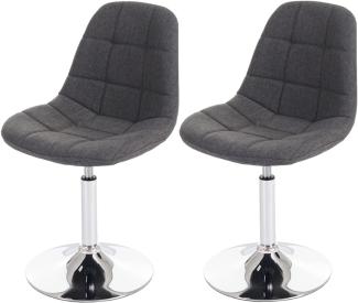 2er-Set Esszimmerstuhl HWC-A60, Stuhl Drehstuhl, Chrom ~ Textil hellgrau