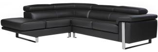 Ecksofa Leder MYSTIQUE - Schwarz - Ecke Links