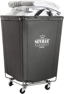 Seville Classics Großer kommerzieller robuster Wäschesammler mit Rollrahmen aus Segeltuch mit Rollen für Hotel, Zuhause, Schrank, Schlafzimmer (patentiert), 46 cm D x 46 cm B, Grau