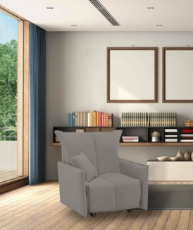 Talamo Italia - Sessel Almerinda, Einzelsofa, Wohnzimmersessel mit Trolley-Öffnung, Standardarmlehnen, 100% Made in Italy, 110 x 90 x 85 cm, Grau