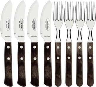 Tramontina Besteck-Set Pizzabesteck Set für 4 Personen - 4x Pizzamesser, 4x Pizzagabeln (8-tlg), 4 Personen, Edelstahl, 8-tlg, rostfreier Edelstahl, FSC, spülmaschinenfest