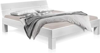 Möbel-Eins LUKY 4-Fuß-Bett mit Kopfteil, Material Massivholz, Fichte massiv weiss 90x200 cm