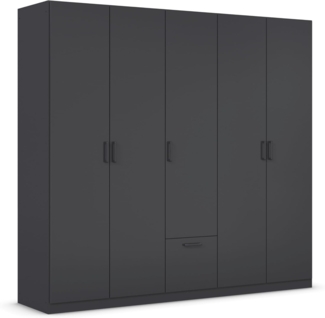rauch Drehtürenschrank Kleiderschrank Schrank Garderobe Wäscheschrank BARI mit Schubasten mittig, moderner Griff in Graumetallic MADE IN GERMANY