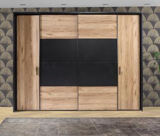 FORTE Dalate Kleiderschrank, Holzwerkstoff, Schwarz, 270,3 x 210 x 61,2 cm