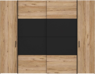 FORTE Dalate Kleiderschrank, Holzwerkstoff, Schwarz, 270,3 x 210 x 61,2 cm