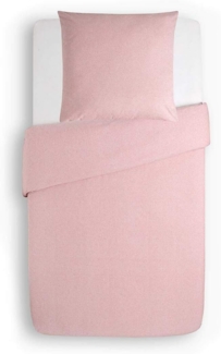 Traumschlaf Uni Melange Feinflanell Bettwäsche|Kissenbezug einzeln 70x90 cm| rose