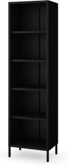 Jan Nowak Bücherregal Metall - Mario | Stabiles Regal Industrial mit 4 höhenverstellbaren Einlegeböden (4x30 kg) und Wandmontage | Hochregal Glitzernd, Regal Schmal | 50 x 180 x 35 cm | Schwarz