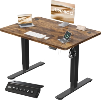 JUMMICO Höhenverstellbarer Schreibtisch Höhenverstellbar Elektrisch, Ergonomischer Steh-Sitz Tisch Stehpult Verstellbarer Computertisch,Stehschreibtisch Bürotisch Standing Desk,100x60 cm, Braun