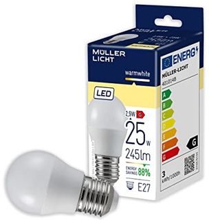 Müller-Licht Essentials LED Lampe Tropfenform E27, warmweißes Licht (2700K) für ein gemütliches Ambiente, 3W ersetzt 25W, nicht dimmbar, 25000h Lebensdauer, 401014, Klar