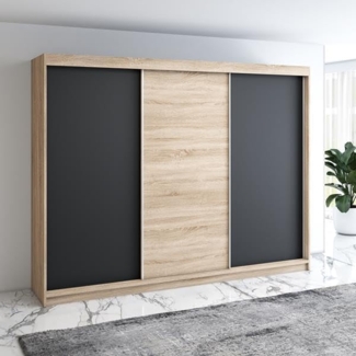 Schwebetrenschrank MERO 3-trig Schrank 200 cm Farbe: Sonoma , schwarz
