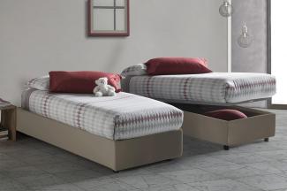 Talamo Italia Einzelbett Silvia Sommier mit Container, Made in Italy, Bett mit Stoffbezug, Frontöffnung, passend für Matratze 90x190 cm, Taupe