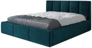 Polsterbett KENET 140x200 mit Matratze, Bettkasten und Lattenrost. Farbe: Pfau 36