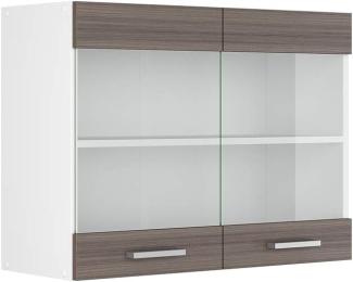 Vicco Küchenschrank R-Line Hängeschrank Unterschrank Küchenzeile Küchenunterschrank Arbeitsplatte, Möbel verfügbar in anthrazit und weiß (edelgrau ohne Arbeitsplatte, Hängeglasschrank 80 cm)