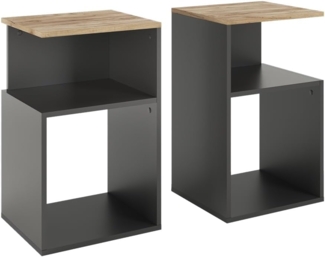 Nachttisch Elios Anthrazit/Goldkraft Eiche 2er Set Vicco