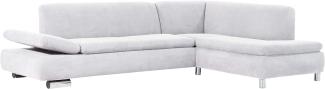 Terrence Ecksofa Veloursstoff Creme Metallfüße verchromt