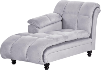 Chaiselongue Samtstoff hellgrau rechtsseitig LORMONT
