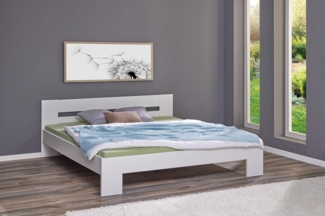 Inter Link - Bett - Bettrahmen – Bettgestell – Jugendbett – Gästebett – Doppelbett – Modernes Bett -ohne Lattenrost - Weiß lackiert - Annik - 180x200 cm