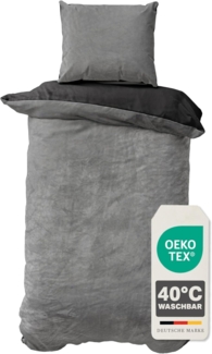 Devior Bettwäsche Wende Nicky Plüsch Winter Bettbezug Set Cashmere Touch Coral Fleece, Fleece, 2 teilig, warmer Bezug mit YKK Reißverschluss und Kissenbezug