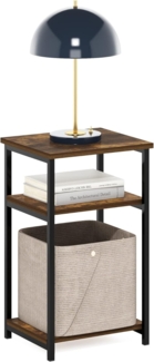 Furinno Just 3-stufiger Industrie-Beistelltisch mit Metallrahmen und Ablageflächen, 1er-Pack, Amber Pine