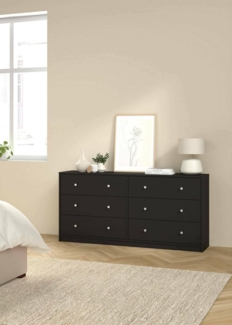 Dmora - Kommode Janine, Wohnzimmerbuffet, Wohnzimmer-Sideboard, Moderne Küchen-Speisekammer, 143x30 h68 cm, Schwarz