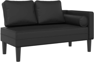 vidaXL Chaiselongue mit Kissen Schwarz Kunstleder, 116,5 x 62 x 57,5 cm