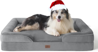 BEDSURE orthopädisches Hundebett Ergonomisches Hundesofa - 106x80 cm Hundecouch mit eierförmiger Kistenschaum für große Hunde, waschbar rutschfest Hundebetten, grau